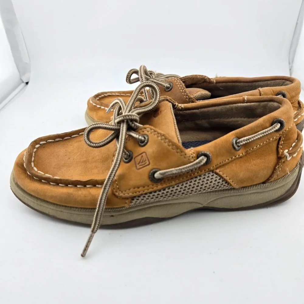 Sperry Intrepid Boys Boat Shoes Tan Brown Leather Little Kid Size 1M